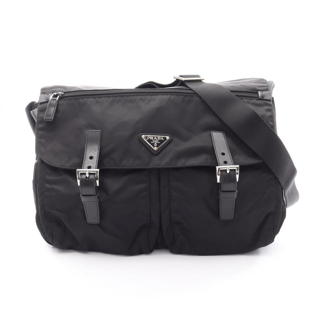 Prada VELA Shoulder Bag/Handbag, Nylon and Leather, Men's/Women's, Black (BT1...